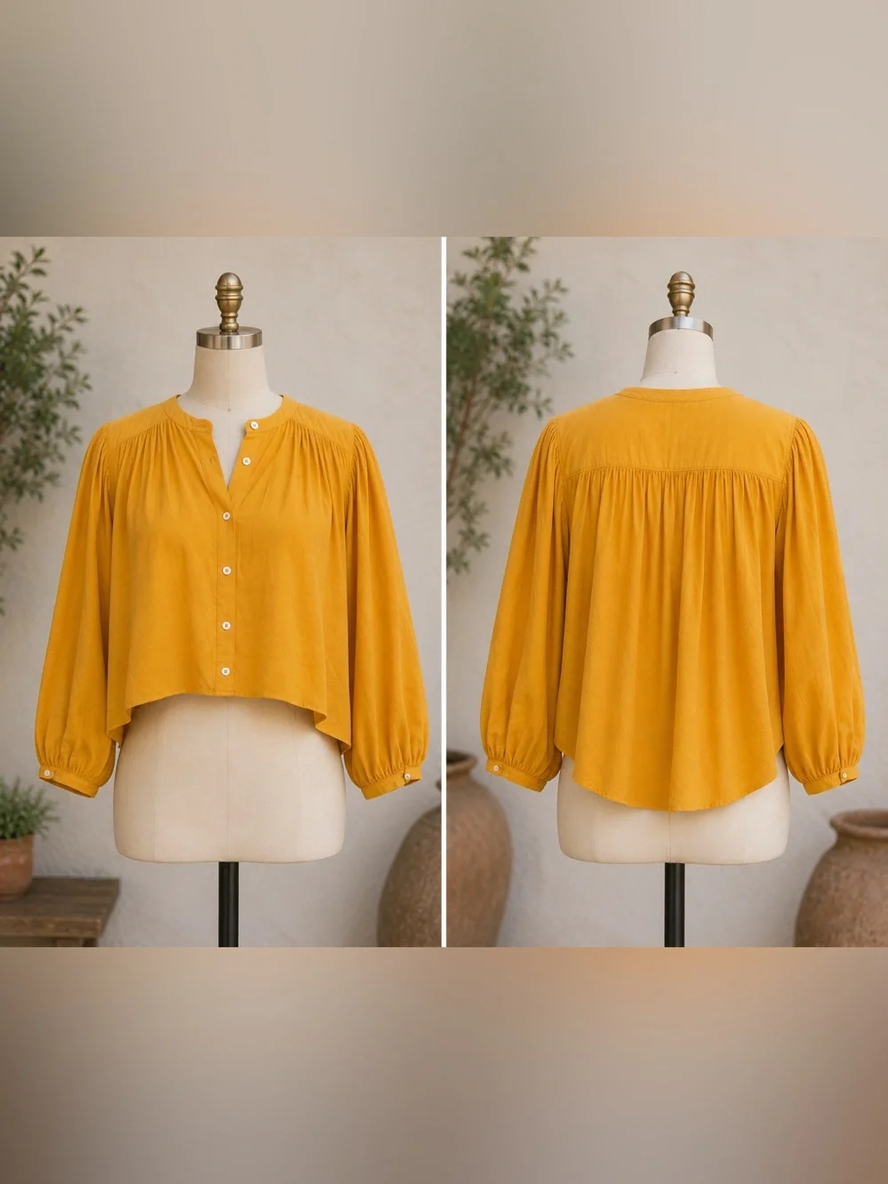 Madewell Pollen Yellow Balloon Puff Sleeve Voile Peasant Top Medium